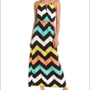 Charlotte Russe chevron stripe halter maxi dress